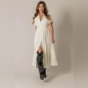 NWT Kimes Ranch Neve White Eyelet Midi Dress Large